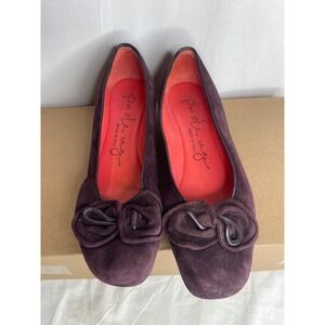 Pas de Rouge Plum Purple Suede Bow Ballet Flats Made in Italy Size 39 221